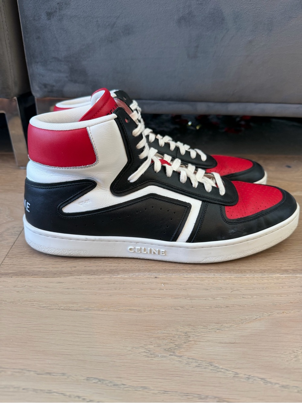 Celine Men's Red Black and White High-Top Sneakers sz 47 14
